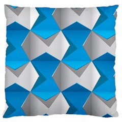 Blue White Grey Chevron Large Cushion Case (One Side)