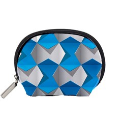 Blue White Grey Chevron Accessory Pouches (Small) 