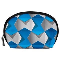 Blue White Grey Chevron Accessory Pouches (Large) 