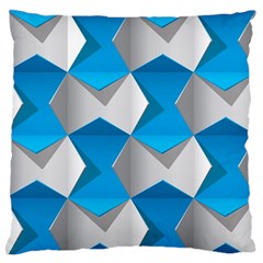 Blue White Grey Chevron Large Flano Cushion Case (Two Sides)