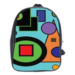 Basic Shape Circle Triangle Plaid Black Green Brown Blue Purple School Bags(Large)  Front