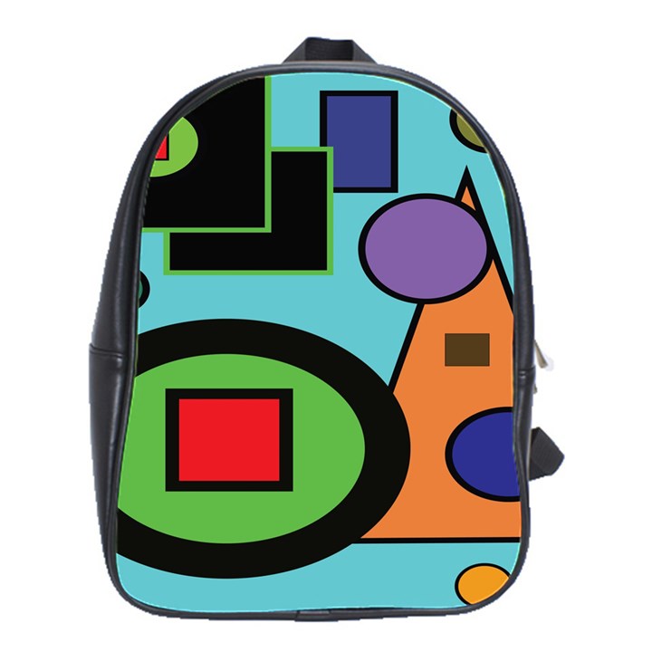 Basic Shape Circle Triangle Plaid Black Green Brown Blue Purple School Bags(Large) 