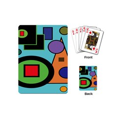 Basic Shape Circle Triangle Plaid Black Green Brown Blue Purple Playing Cards (mini)  by Mariart