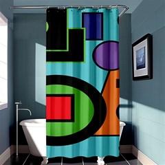 Basic Shape Circle Triangle Plaid Black Green Brown Blue Purple Shower Curtain 36  X 72  (stall)  by Mariart