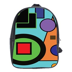 Basic Shape Circle Triangle Plaid Black Green Brown Blue Purple School Bags (xl)  by Mariart