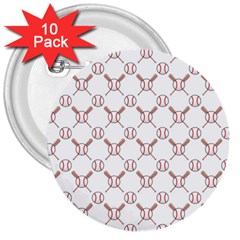 Baseball Bat Scrapbook Sport 3  Buttons (10 Pack)  by Mariart