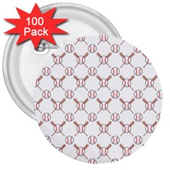 Baseball Bat Scrapbook Sport 3  Buttons (100 Pack)  by Mariart