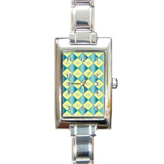 Yellow Blue Diamond Chevron Wave Rectangle Italian Charm Watch by Mariart