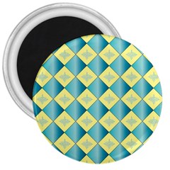 Yellow Blue Diamond Chevron Wave 3  Magnets