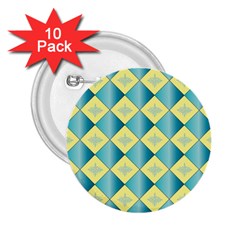 Yellow Blue Diamond Chevron Wave 2 25  Buttons (10 Pack)  by Mariart