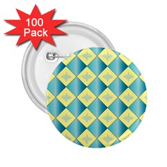 Yellow Blue Diamond Chevron Wave 2 25  Buttons (100 Pack)  by Mariart