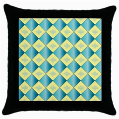 Yellow Blue Diamond Chevron Wave Throw Pillow Case (black) by Mariart