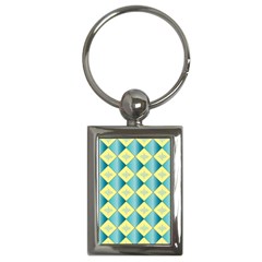 Yellow Blue Diamond Chevron Wave Key Chains (rectangle) 