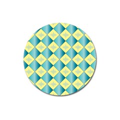 Yellow Blue Diamond Chevron Wave Magnet 3  (round) by Mariart