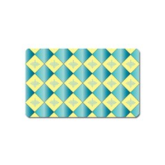 Yellow Blue Diamond Chevron Wave Magnet (name Card) by Mariart