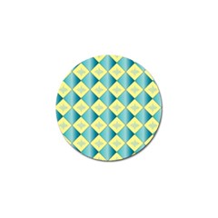 Yellow Blue Diamond Chevron Wave Golf Ball Marker by Mariart