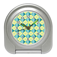 Yellow Blue Diamond Chevron Wave Travel Alarm Clocks by Mariart