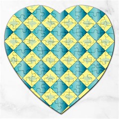 Yellow Blue Diamond Chevron Wave Jigsaw Puzzle (heart) by Mariart