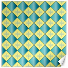 Yellow Blue Diamond Chevron Wave Canvas 12  X 12   by Mariart