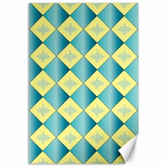 Yellow Blue Diamond Chevron Wave Canvas 12  X 18   by Mariart