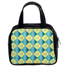 Yellow Blue Diamond Chevron Wave Classic Handbags (2 Sides) by Mariart