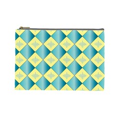 Yellow Blue Diamond Chevron Wave Cosmetic Bag (large)  by Mariart