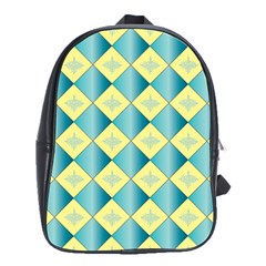 Yellow Blue Diamond Chevron Wave School Bags(large) 