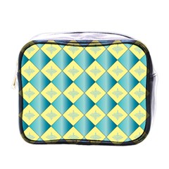 Yellow Blue Diamond Chevron Wave Mini Toiletries Bags by Mariart