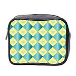 Yellow Blue Diamond Chevron Wave Mini Toiletries Bag 2-Side Front