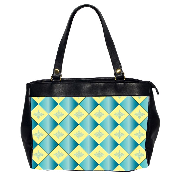 Yellow Blue Diamond Chevron Wave Office Handbags (2 Sides) 