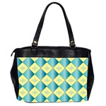 Yellow Blue Diamond Chevron Wave Office Handbags (2 Sides)  Back