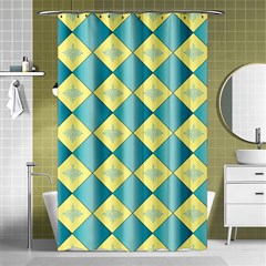 Yellow Blue Diamond Chevron Wave Shower Curtain 48  X 72  (small)  by Mariart