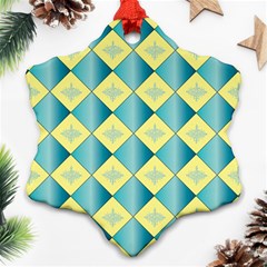 Yellow Blue Diamond Chevron Wave Ornament (snowflake) by Mariart