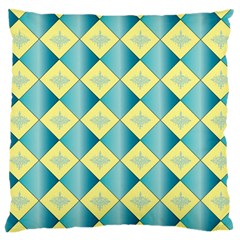 Yellow Blue Diamond Chevron Wave Large Cushion Case (one Side) by Mariart