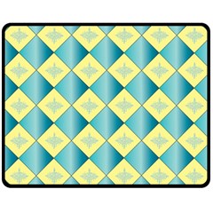 Yellow Blue Diamond Chevron Wave Double Sided Fleece Blanket (medium)  by Mariart