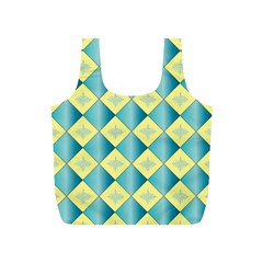 Yellow Blue Diamond Chevron Wave Full Print Recycle Bags (s)  by Mariart