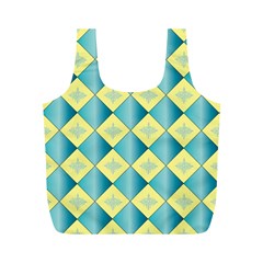 Yellow Blue Diamond Chevron Wave Full Print Recycle Bags (m) 