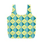 Yellow Blue Diamond Chevron Wave Full Print Recycle Bags (M)  Front