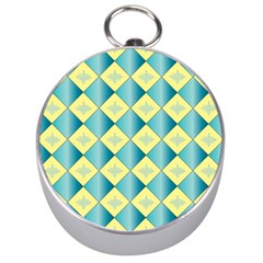 Yellow Blue Diamond Chevron Wave Silver Compasses by Mariart