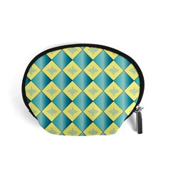 Yellow Blue Diamond Chevron Wave Accessory Pouches (small)  by Mariart