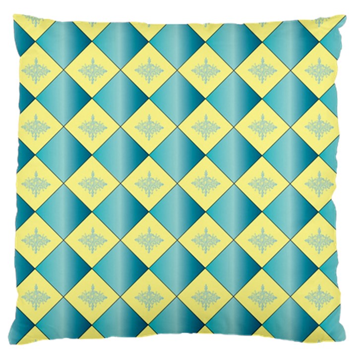 Yellow Blue Diamond Chevron Wave Standard Flano Cushion Case (Two Sides)