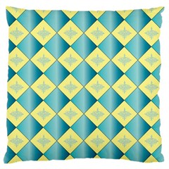 Yellow Blue Diamond Chevron Wave Large Flano Cushion Case (one Side) by Mariart