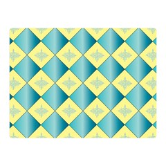 Yellow Blue Diamond Chevron Wave Double Sided Flano Blanket (mini)  by Mariart