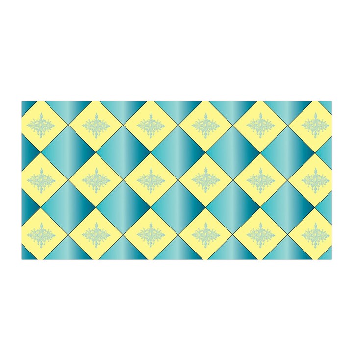 Yellow Blue Diamond Chevron Wave Satin Wrap