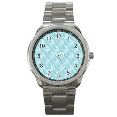 Christmas Day Ribbon Blue Sport Metal Watch by Mariart