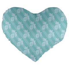 Christmas Day Ribbon Blue Large 19  Premium Flano Heart Shape Cushions by Mariart