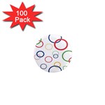 Circle Round Green Blue Red Pink Yellow 1  Mini Magnets (100 pack)  Front