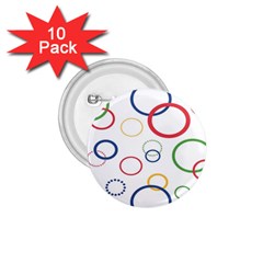 Circle Round Green Blue Red Pink Yellow 1 75  Buttons (10 Pack) by Mariart