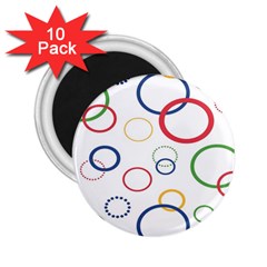 Circle Round Green Blue Red Pink Yellow 2 25  Magnets (10 Pack) 