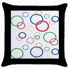 Circle Round Green Blue Red Pink Yellow Throw Pillow Case (black)